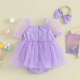Girl's Dresses Newborn Baby Girls Romper Dress Baby Girl Clothes Summer Sequins Short Sleeve Mesh Jumpsuits 2pc Outfits Sunsuit Baby Clothing