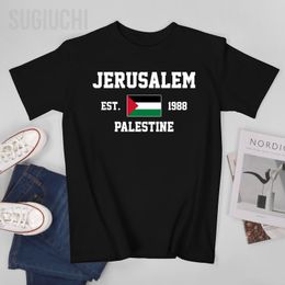 Patriotic Flag Palestine EST.1988 Jerusalem Men Tshirt Tees T-Shirt O-neck T Shirts Women Boys Clothing 100% Cotton