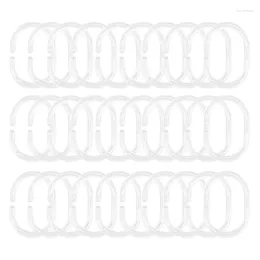 Shower Curtains 30 Pack Curtain Rings C Hook Hanger Bath Drape Loop Clip Glide (Clear)