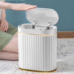 Waste Bins 7L Smart Sensor Trash Can For Kitchen arbae Tin For Bathroom Liht Luxury Family Livin Room Cracks Trash Bin Cubo Basura L49