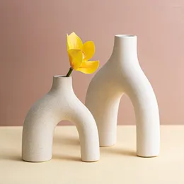 Vases Plain Fired Ceramic Vase Decorations Chinese Style Living Room Soft Nordic Dining Table White Flower