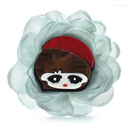 Brooches Wuli&baby Acrylic Girl Etamine Flower For Women Lady Beautiful Lovely Designer Brooch Pins Gifts