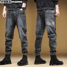 Men's Jeans Mens Dragon Embroidery High Quality Denim PantsSlim-fit Stretch Scratches Casual Jeanswashed Jeans Pants pantnes hombre L49