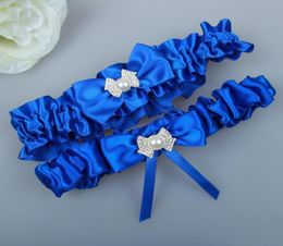 Satin Bridal Royal Blue Bow Wedding Leg Garter Set Vintage Belts Garters4509033