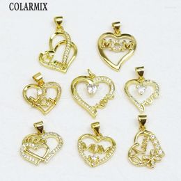 Pendant Necklaces 10 Pieces Heart Star Zircon Jewelry Accessories Pave Zirconia Neckalce Charms Lovely 60315