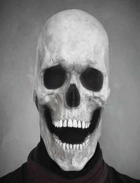 Full Head Skull Mask Helmet With Movable Jaw Masques Entire Realistic Latex Scary Skeleton Z L2205305712298