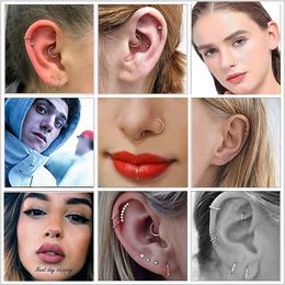 10pcs Surgical Steel Small Nose Rings Body Clips Hoop 18G Eyebrow Lip Tragus Septum Cartilage Piercing Jewellery Women Man Gift