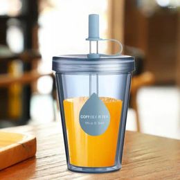 Water Bottles Reusable Iced Coffee Cup Portable Clear Tumbler With Straw Transparent Double-layer Bottle For Milk DIY