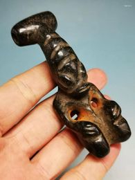 Decorative Figurines Unusual Black Iron Meteorite Alien Warrior Amulet Sign Hongshan Culture RARE AD4