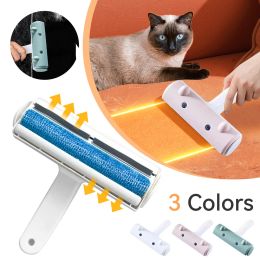 Pet Hair Roller Remover Lint Brush 2-Way Dog Cat Comb Tool Convenient Cleaning Dog Cat Fur Brush Base Clothes Home Furniture