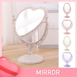 Portable Heart Shaped Oval European Vintage Removable Hand Mount Decorative Mirror Cosmetic Mirror Bedroom Dressing Mirror Hot