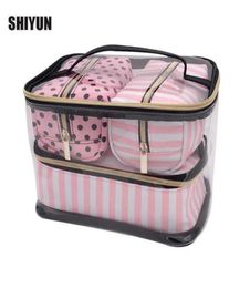 PVC Transparent Cosmetic Bag Organiser Travel Toiletry Bag Set Pink Beauty Case Makeup Case Beautician Vanity Necessaire Trip 21077362377