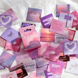 Gift Wrap 46pcs Pink Romantic Love Boxed Stickers Sticky Diary Aesthetic Scrapbook Sticker Stationery Packing