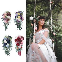 Decorative Flowers Realistic Artificial Elegant For Indoor Or Outdoor Eco-friendly Bridal Bouquet Vintage Purple