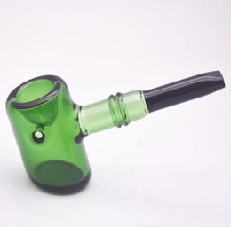 High quality glass hammer pipe Tankard Sherlock tobacco spoon pipes hand smoking pipe mixed Colour whole6380188