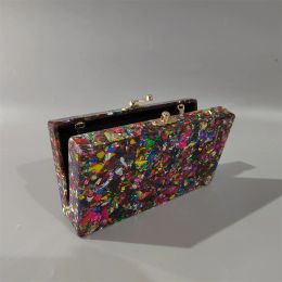 Big Colourful Glitter Acrylic Box Bag Wallet Ladies Luxury Women's Handbag Evening Clutches Shoulder Shell Flap Wedding Purse