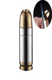 Bullet Shaped Lighter Refillable Metal Butane Gas Torch Lighters Jet Blue Flame for Men Cigarette Cigar4246131