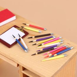 8Pcs Dollhouse Miniature Pen Mini Coloured Pencil School Supplies Model Kid Pretend Play Toy 1:6 1:12 Scale Doll House Accessorie