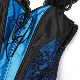 Corset With Straps Corsets for Women Bustiers Corsets Plus Size Zipper Corset Gothic Black Blue Red Green