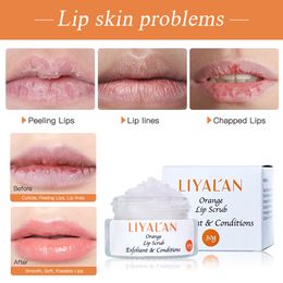 LIYALAN Lip Sugar Scrub Exfoliating Lightening For Dark Lip Smooth Soften with Vitamin E Moisturizing Nourish Lip Balm Lip Care