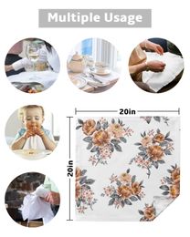 Flowers Bunches With Grey Leaves Square Napkins For Party Wedding Decor Tea Towel Soft Kitchen Dinner Table Napkins