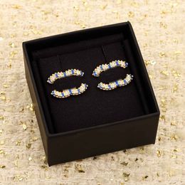2024 Luxury quality charm stud earring with white and blue Colour enamel designer in 18k gold plated have stamp box PS7696B