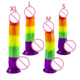 Rainbow Realistic Silicone Dildos with Strong Suction Cup Super Soft Penis Big Anal Plug Adult Erotic Product sexy Toys for Women