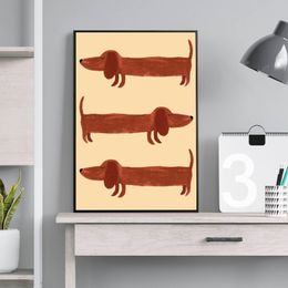 Cute Dachshund Dog Poster Sausagedog Canvas Painting Funny Animal Wall Art Picture For Modern Living Room Home Decoration