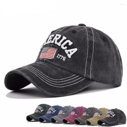 Ball Caps Washed Clothe Embroidered American Baseball Cap For Men And Women Retro Cowboy All-match Sunscreen