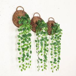 2 Pack Artificial Hanging Plants Fake Potted Greenery Vine Ivy for Home Wedding Wall Shelf Patio Garden Indoor Outdoor Decor