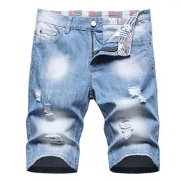 Men's Jeans Thin Denim Shorts Broken Mid-length Pants Korean Version Of The Trend Loose Straight Leg Fifth Quarter