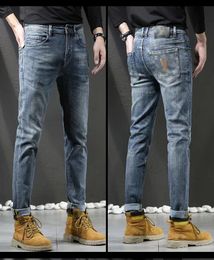 Purple Brand Jeans Designer European Autumn and Winter New Product High Quality Big Cow Slim Fit Small Feet Long Pants Men tight navy blue long straight ripped