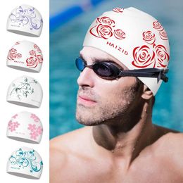 Thicken Silicone Swim For Long Hair Printed Design Silicone Swimming Caps For Women Kids Men Adults Boys Girls