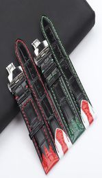 22mm Style Italian Cowhide Black Btterfly Clasp Watch Bands For Konstantin Chaykin Men Bracelet Leather Strap2692273