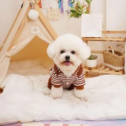 Dog Apparel Soft Thick Pet Clothes Striped Thickened Winter Cat Clothing With Traction Ring Fake For Four-legged Dogs