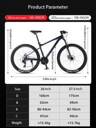 26inch 27.5inch Mountain Bike Cross-country Mountain Bicycle Gravel Bicycle Double Disc Brake Off-road Bike