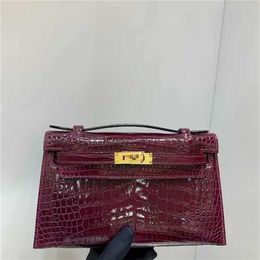 Designer Handbag Crocodile Leather 7A Quality Genuine Handswen Bags Sewn real burgundy many colorsto withqqXIJ9