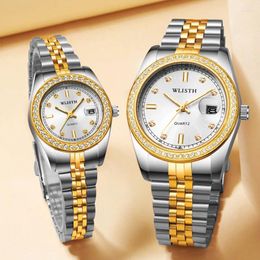 Wristwatches 2024 Watch Men Quartz Wristwatch Luxury Diamond Bezel Stainless Steel Watches For Clock Man Relogio Masculino