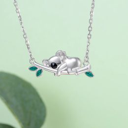 925 Sterling Silver Cute Animal Koala Necklace Fine Jewelry Christmas Birthday Best Gifts for Women Teen Girls Daughter Friends