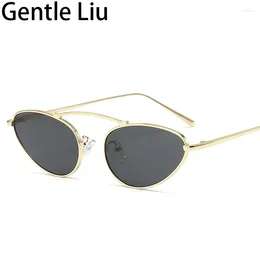 Sunglasses Fashion Sexy Cat Eye Women 2024 Unique Small Oval Sun Glasses Metal Frame Triangle Eyewear UV400 Shades