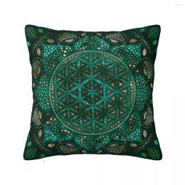 Pillow Flower Of Life Dot Art Malachite Gold Mandala Pillowcase Printing Cover Decor Case Home Square 40X40cm