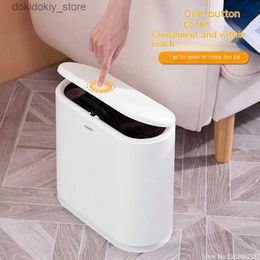 Waste Bins 9L Press Type Waste Bins Trash Can Double Plastic Livin Room Slot Sanitary Bucket Bathroom Clutter Bucket Storae L49