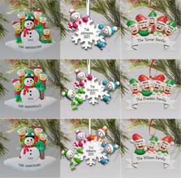 Christmas Ornaments Decorations Quarantine Survivor Resin Ornament Creative Toys Tree Decor For Mask Snowman Hand Sanitised Family7921486