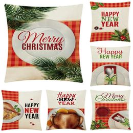 Pillow Merry Christmas Cover For Office Sofa Home Decor Case Happy Year Decorative Throw 45x45cm