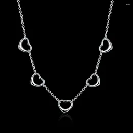 Chains Classic 925 Sterling Silver Necklaces Jewellery 18 Inches Hollow Five Heart Fashion Necklace For Women Christmas Gifts