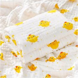 Blankets Swaddling 110 110Cm 4 Layer Baby Cotton Blanket Muslin Ddle Wrap For Infant Toddler Boys Girls Gauze Drop Delivery Kids Mater Ots06