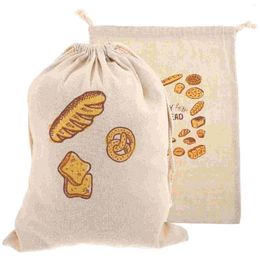 Plates 2Pcs Drawstring Bread Bag Baking Storage Pouches Reusable Bags