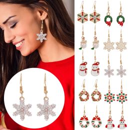 New Christmas Snowman Bells Dangle Earrings For Women Girl Creative Elk Snowflake Tree Earring Christmas Party 2022 Jewellery Gift