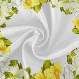 Yellow Wreath Round Table Cloth Colourful Flower Floral Polyester White Lace Tablecloth 60 Inch for Dinner Party Table Decoration