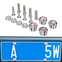 Car License Bolts Fasteners Kit License Frames Mounting Bolts Car Plates Holder Mounting Bolts Rhinestones Vehicle Frames Screws